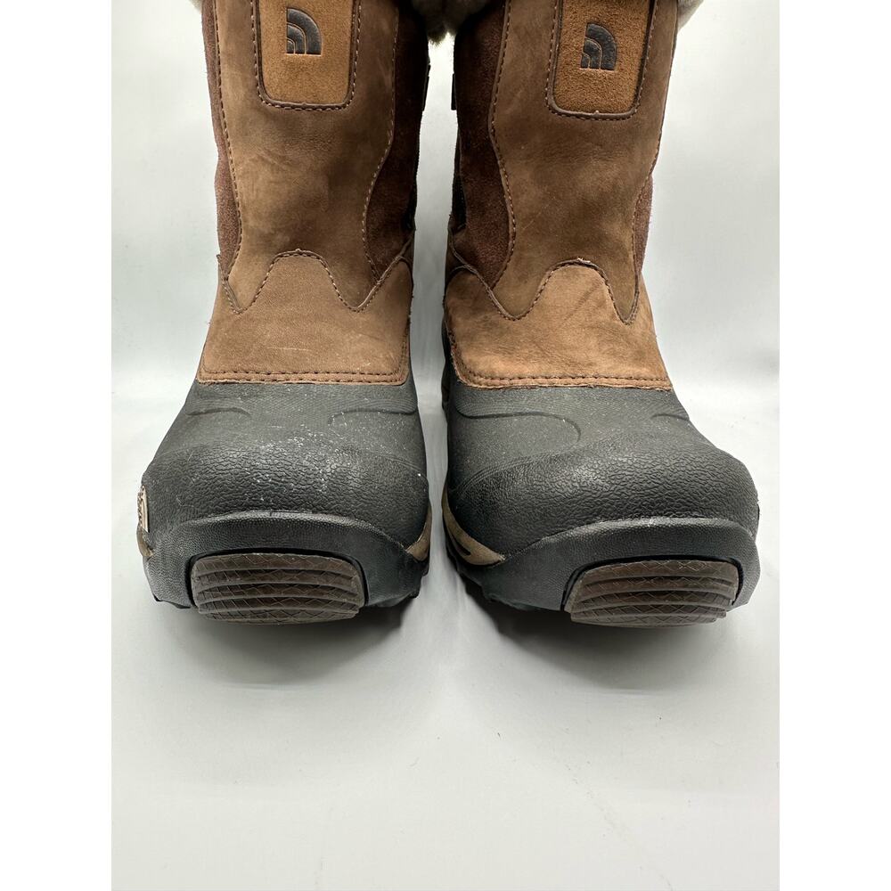 North Face Greenland Brown Zip Waterproof Winter Boots Size 8 Faux Fur Shearling - Picture 6 of 15